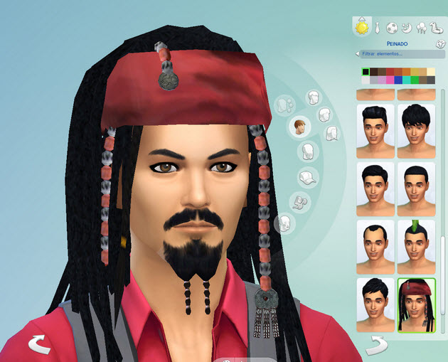 模擬人生4(The Sims 4)男性加勒比海盜杰克船長(zhǎng)頭發(fā)MOD 綠色版 0