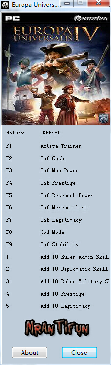 歐陸風(fēng)云4十四項(xiàng)修改器 v1.1.3 綠色版 0