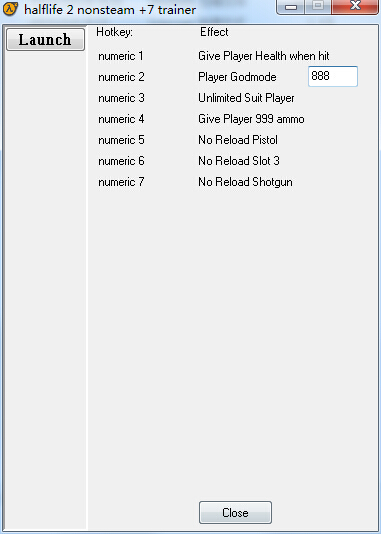 半條命2STEAM版九項(xiàng)修改器 綠色版 0