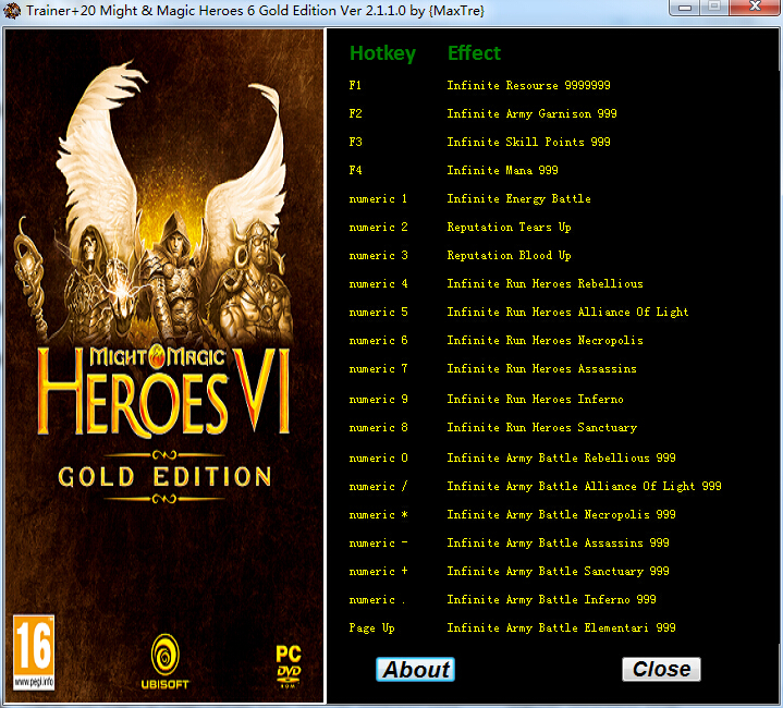魔法門之英雄無敵6修改器 v2.1.1.0 綠色版 0