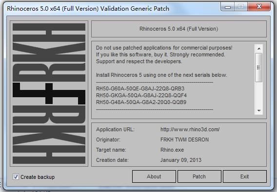 rhinoceros 5.0修改補丁 32位/64位 0