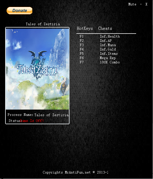 情熱傳說七項(xiàng)修改器 v1.0 MrAntiFun 0