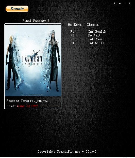 最終幻想7四項(xiàng)修改器 v1.0.9 MrAntiFun版 0