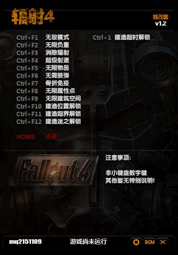 輻射4全版本十三項(xiàng)修改器 v1.0-v1.1.30 綠色版 0