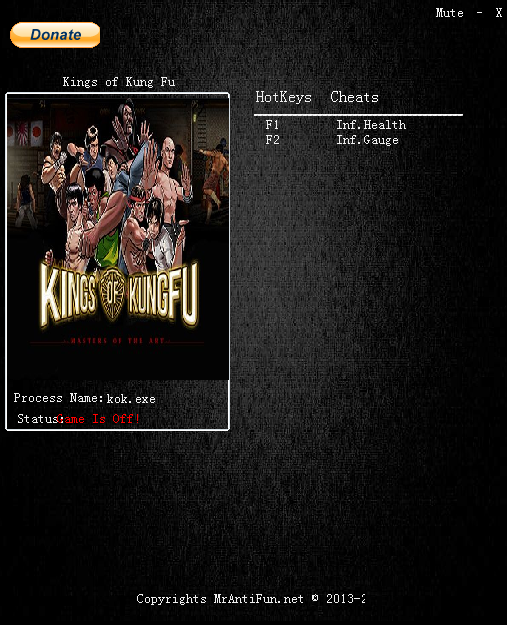 功夫之王兩項修改器 v1.0 MrAntiFun版 0