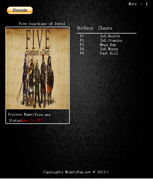 戴維的五侍衛(wèi)五項(xiàng)修改器 v1.0 MrAntiFun版 0
