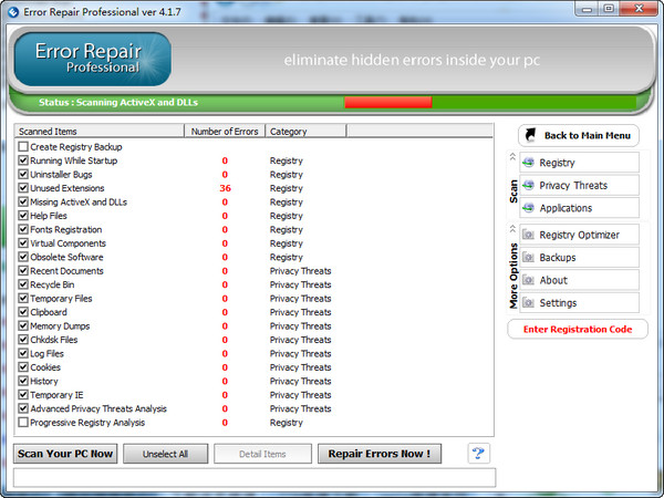 Error Repair Pro(注冊表修復(fù)工具) v4.18 英文綠色特別版 0