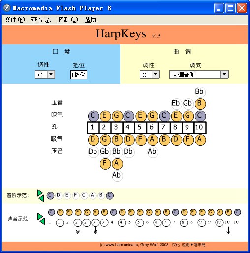 布魯斯口琴調(diào)音軟件(HarpKeys) v1.5 中文綠色版 0
