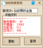 300英雄戰(zhàn)績查詢器 v1.0 綠色版 0