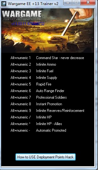 戰(zhàn)爭游戲歐洲擴(kuò)張全版本十三項(xiàng)修改器 綠色版 0