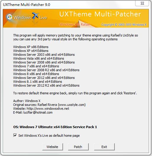 UXTheme Multi-Patcher(uxtheme.dll) v9.0 官方版 0
