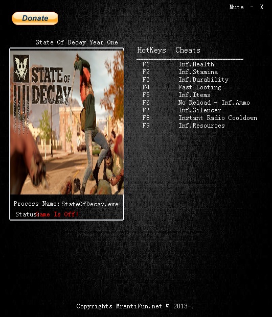 腐爛國度一周年生存版九項修改器 v1.0 MrAntiFun版 0