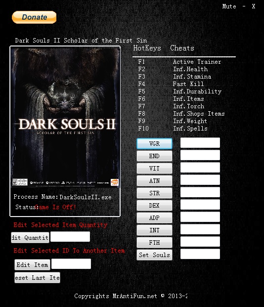 黑暗之魂2原罪學(xué)者二十一修改器 v1.01 MrAntiFun版 0