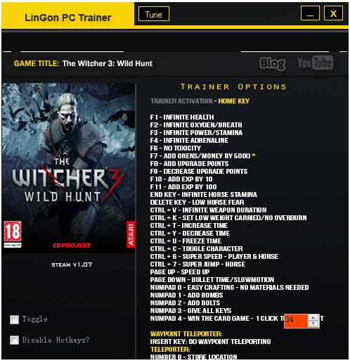 巫師3狂獵三十二項修改器 v1.07 綠色版 0