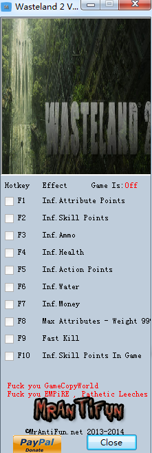 廢土2十一項修改器 綠色版 0
