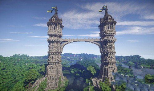 我的世界中世紀雙子塔樓地圖存檔 綠色版 0