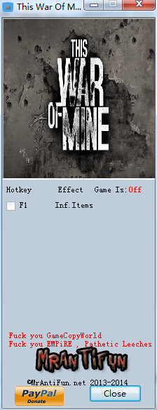這是我的戰(zhàn)爭(zhēng)無限道具修改器 v1.00 綠色版 0