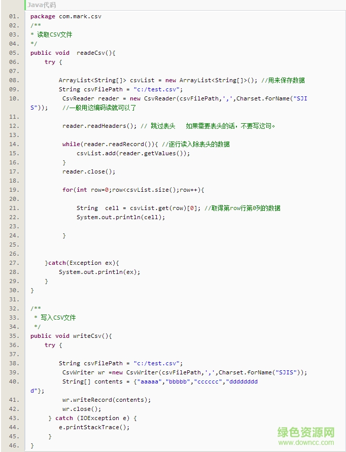 csv文件解析工具 javacsv.jar