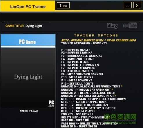 消逝的光芒三十一項(xiàng)修改器 v1.6.2 綠色通用版 0