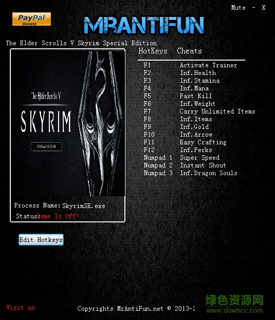 上古卷軸5天際重制版十四項修改器 v1.147 綠色通用版 0