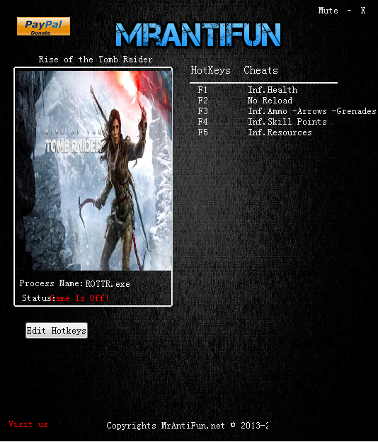 古墓麗影崛起七項修改器 v1.0 綠色版 0