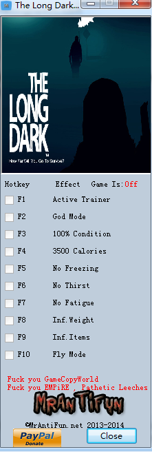 漫漫長夜1.52九項修改器 MrAntiFun版 0