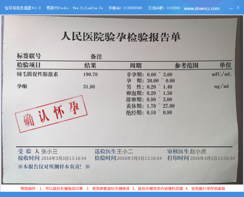 驗(yàn)孕報(bào)告惡搞器 v1.0 綠色版 0