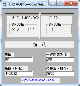 萬芯單片機51波特率計算工具0