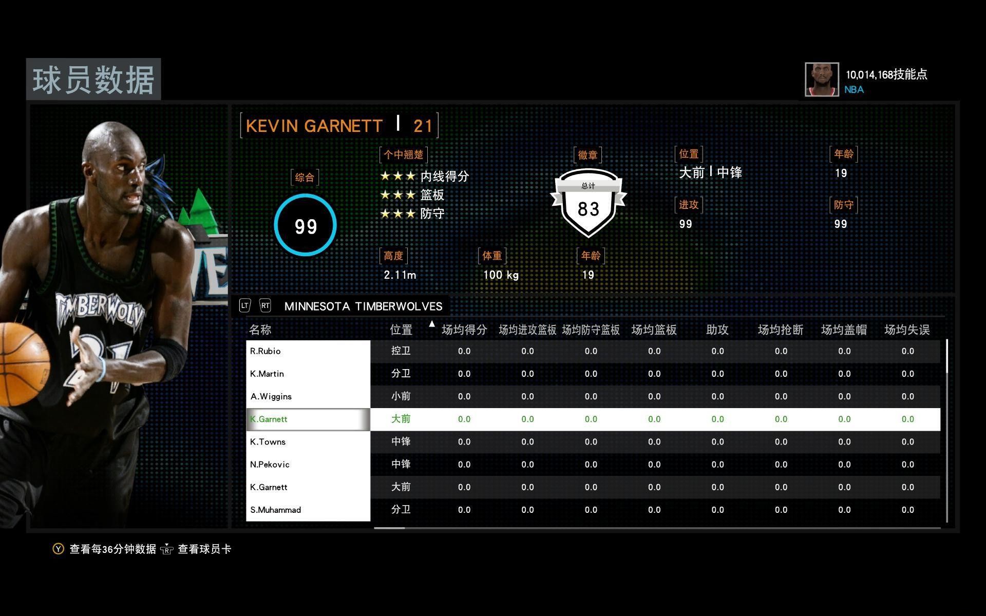 NBA2K16MC存檔KG凱文加內(nèi)特  0