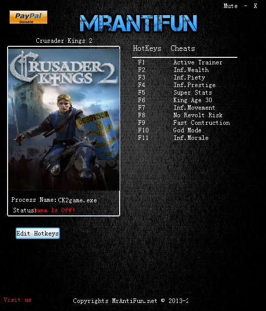王國(guó)風(fēng)云2十項(xiàng)修改器 MrAntiFun版 0