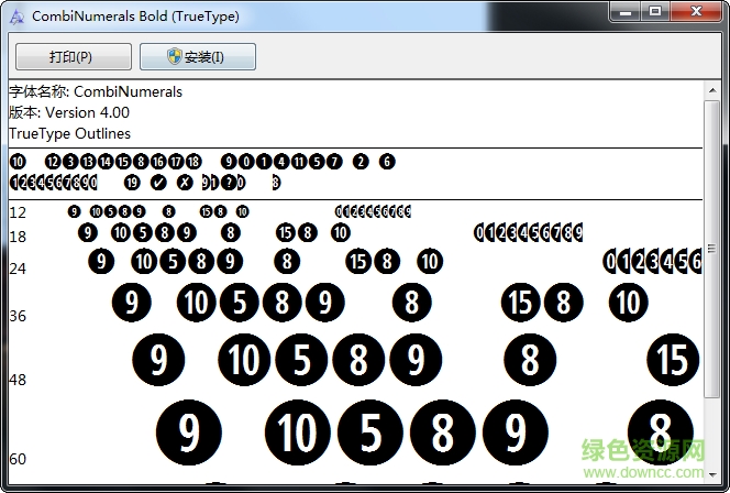带圈数字字体 0