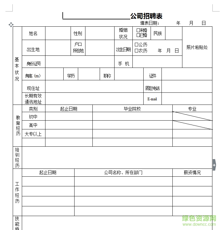 公司招聘表格模板0