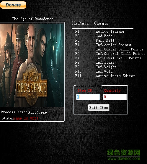 頹廢年代v1.2.0.0149十二項(xiàng)修改器  0