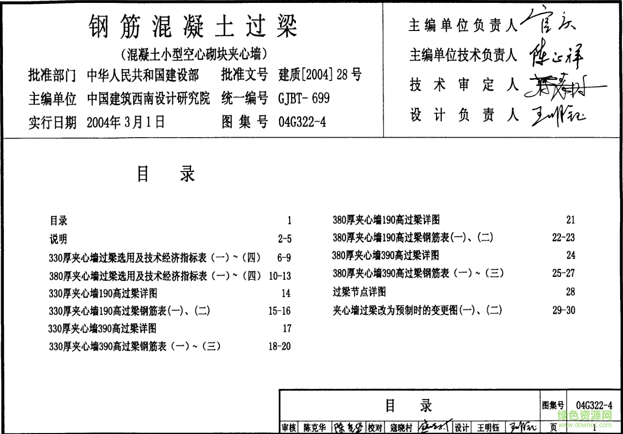 03G322-4鋼筋混凝土過梁圖集(混凝土小型空心砌塊夾心墻) pdf高清電子版 0