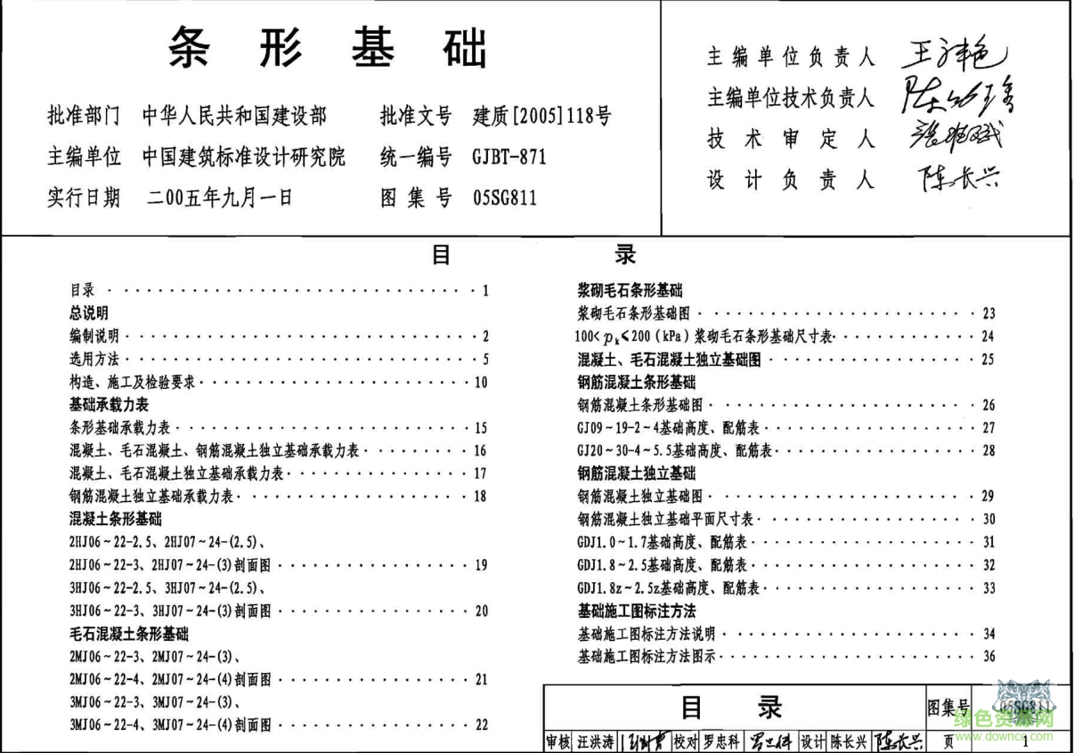 05SG811條形基礎(chǔ)圖集 pdf高清電子版 0