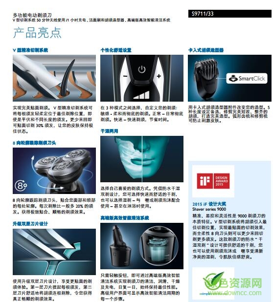 飛利浦剃須刀s9711/33中文說明書0