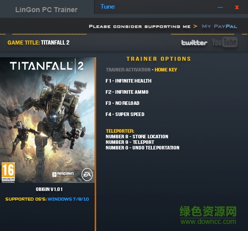 泰坦隕落2六項(xiàng)修改器 v1.01 綠色版 0