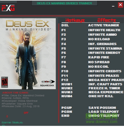 殺出重圍人類分裂十九項(xiàng)修改器 通用版 0