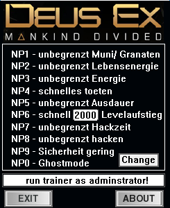 杀出重围人类分裂十项修改器 v1.11 绿色版0