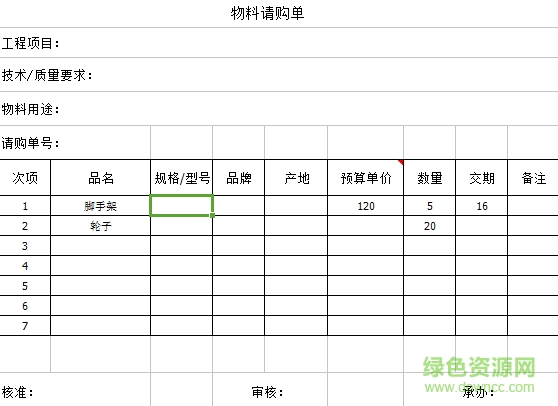企業(yè)請(qǐng)購(gòu)單表格  0