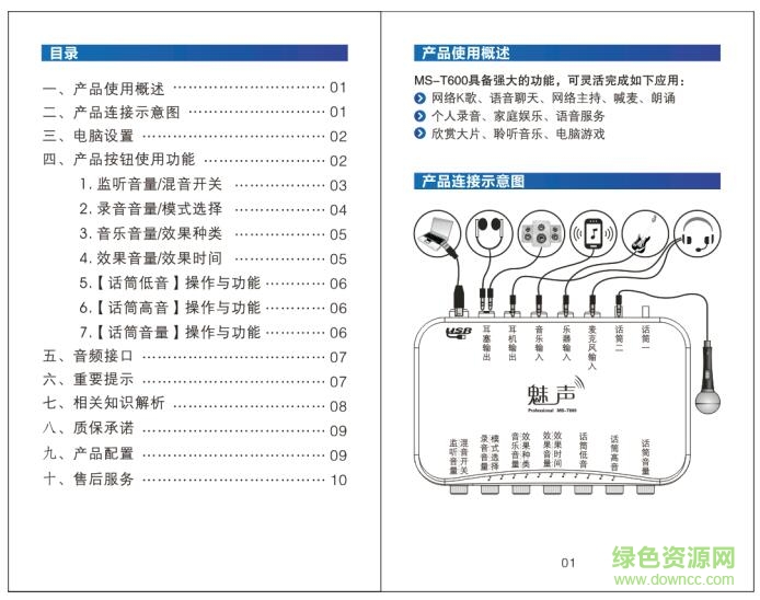 魅聲t600圖解說明書 pdf高清電子版 0