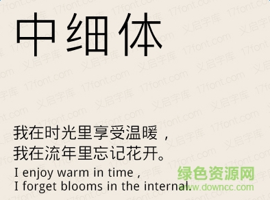 義啟中細(xì)體字體  0