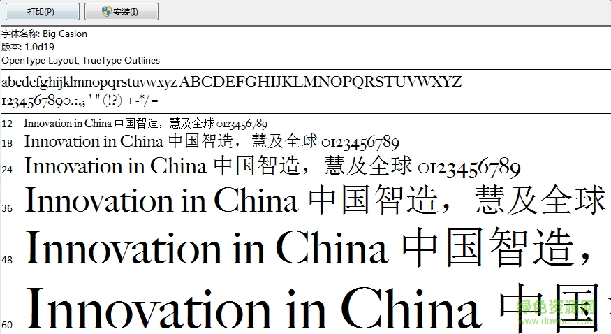 bigcaslon字体 0