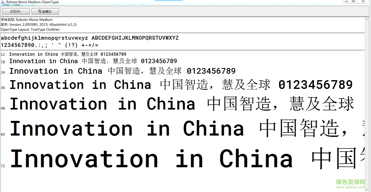 roboto mono英文字体 0
