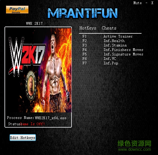 美國職業(yè)摔角聯(lián)盟2K17六項修改器 v1.06 綠色版 0