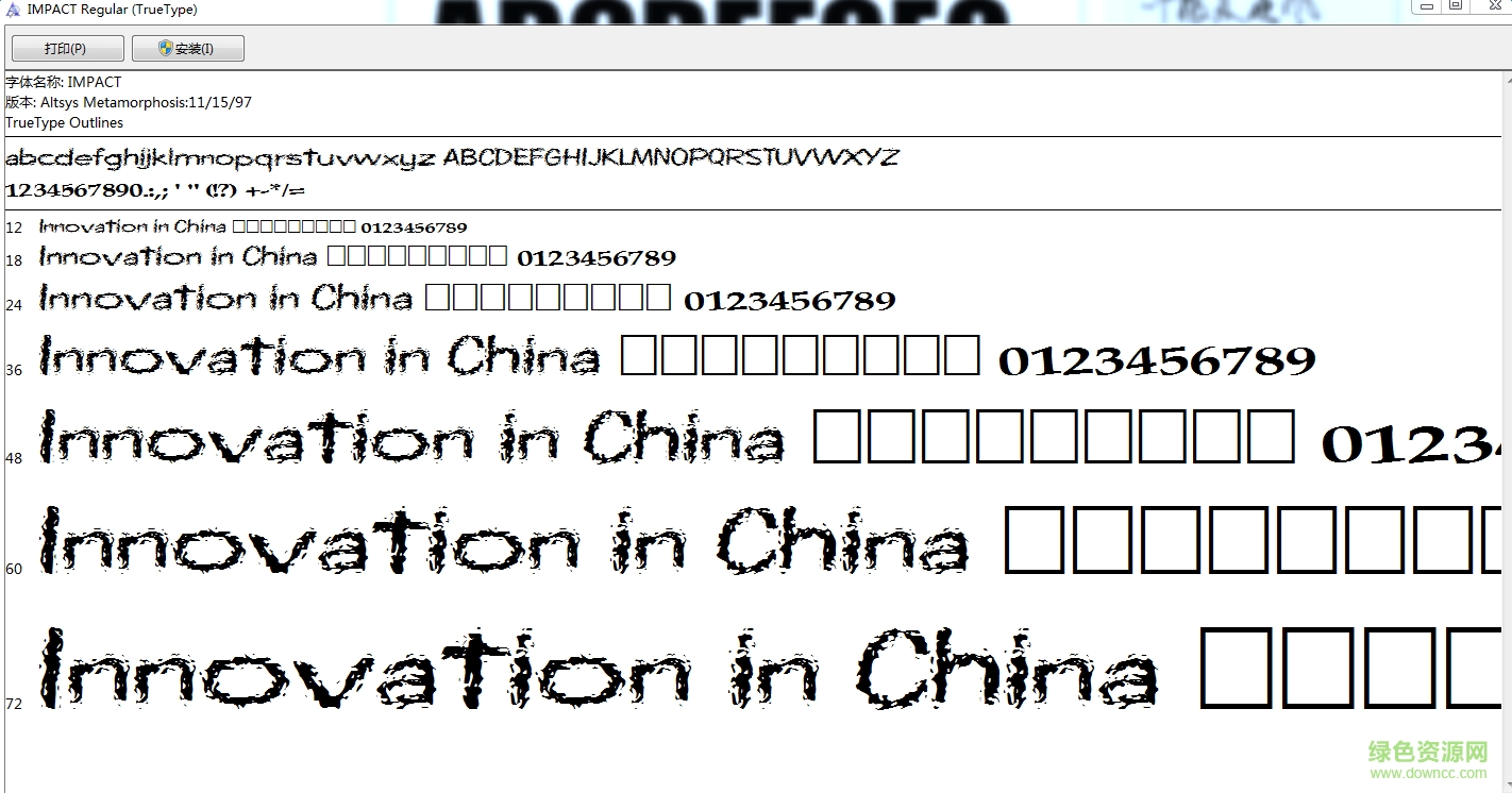 impact regular英文字體  0