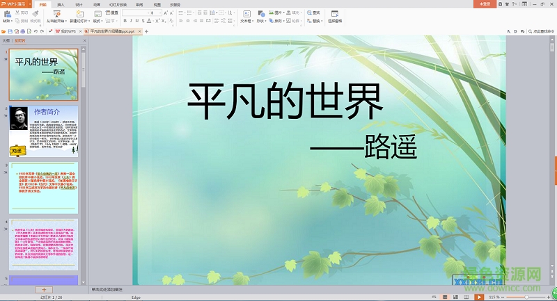 平凡的世界讀書筆記ppt  0