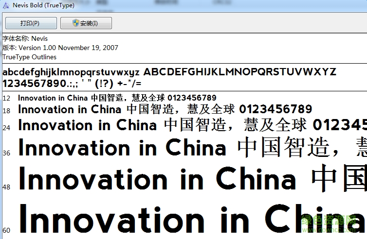 nevis英文字體  0