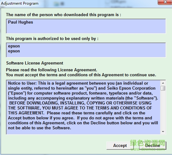 愛普生me33清零軟件