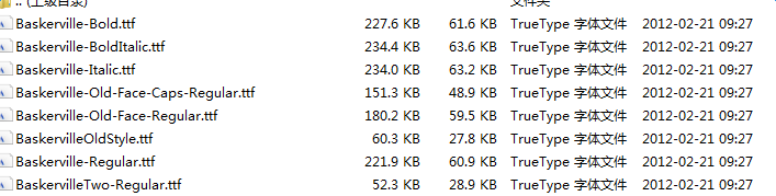 baskerville系列字體  0